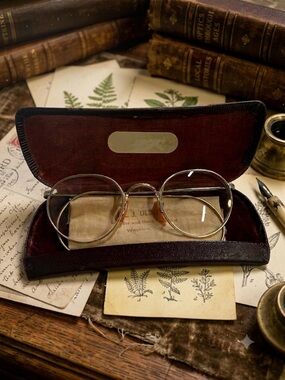 Antique Gold Filled Bausch & Lomb Round Eyeglasses with Case & Cloth